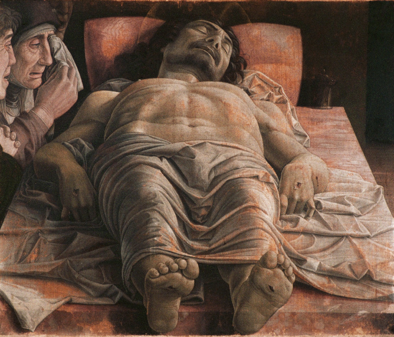 Андреа Мантенья. Мертвый Христос. 1490. Холст, темпера. Пинакотека Брера, Милан